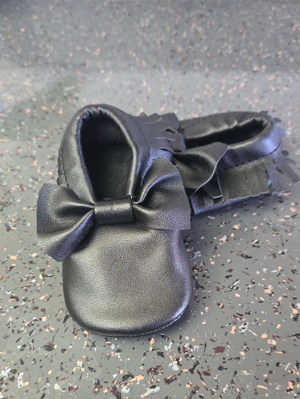 Girls Black Bow Soft-Soled Baby Shoes Moccasin